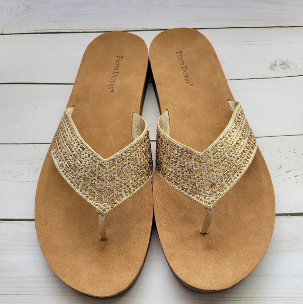 Pierre Dumas Women's Sandals with Blingy Gold Accent Size 10 - New with Box